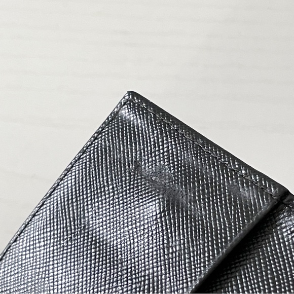 Prada black Tessuto nylon triangle logo saffiano leather key case - Picture 7 of 11